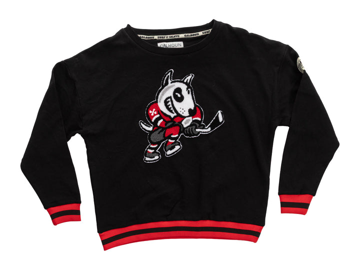 Ladies' Niagara Ice Dogs Striped Crewneck
