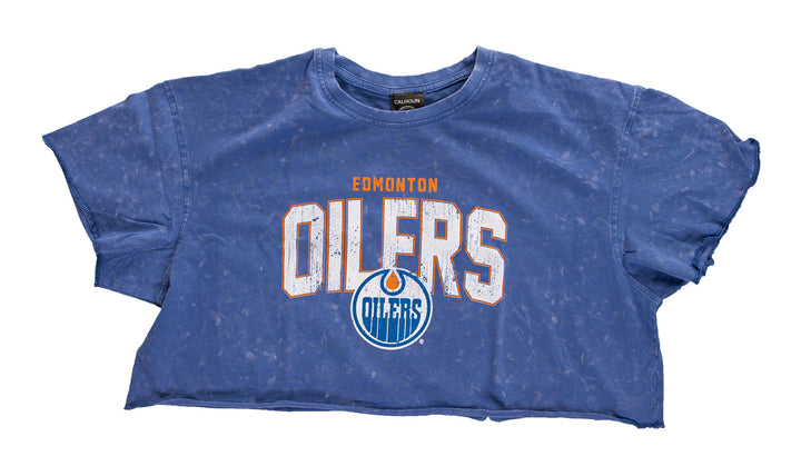 Edmonton Oilers Acid Wash Crop Top
