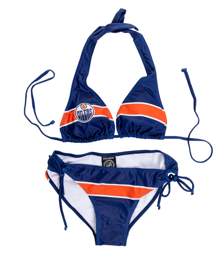 Edmonton Oilers Striped Halter Top Bikini