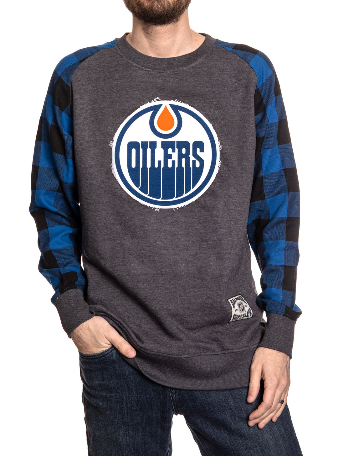 Licensed NHL Edmonton Oilers Buffalo Plaid sweatshirt