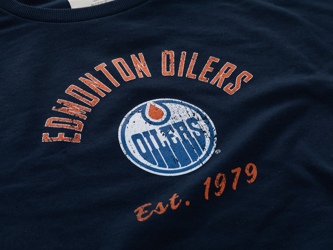 NHL Ladies' Vintage Stripe Edmonton Oilers Crewneck fleece