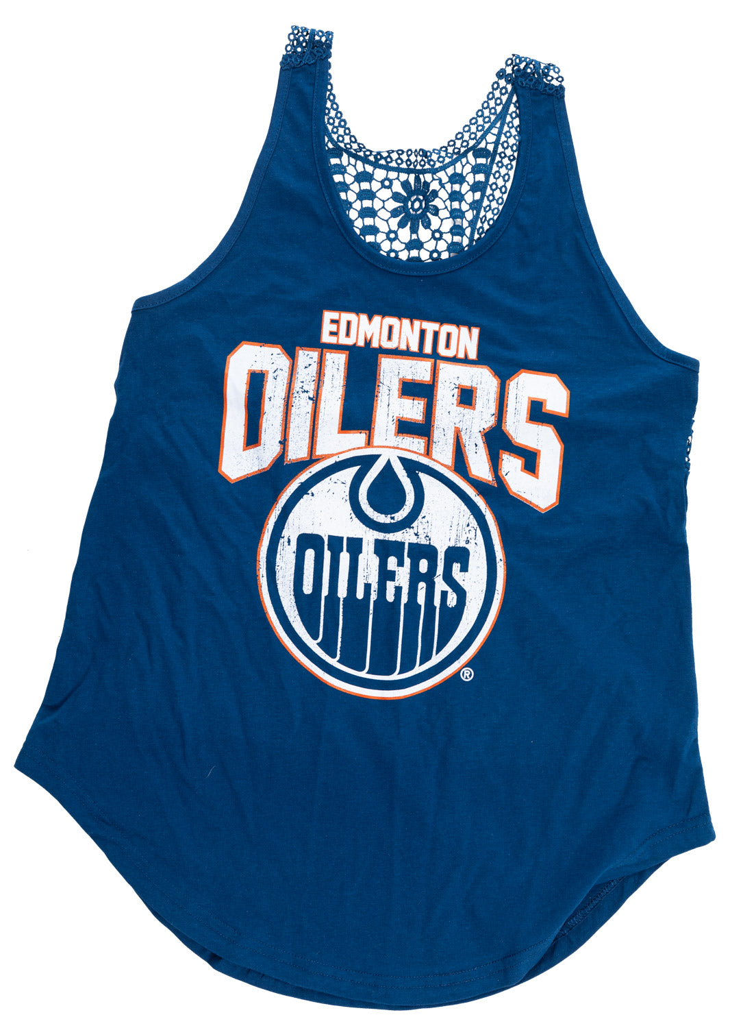 Edmonton Oilers Ladies "Distressed" Lace Flowy Tank Top