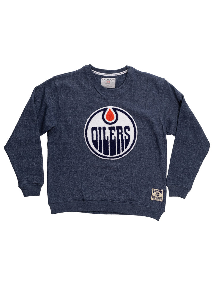 Edmonton Oilers NHL Unisex Cabin Crew Neck Sweater with chenille logo