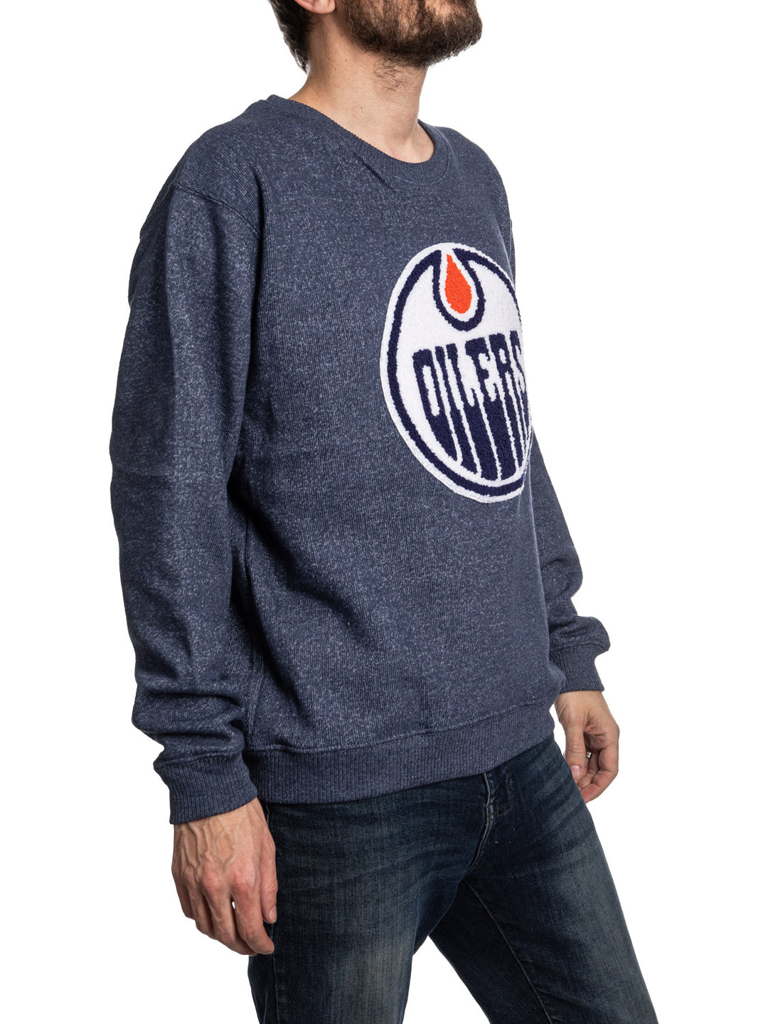 Edmonton Oilers NHL Unisex Cabin Crew Neck Sweater with chenille logo