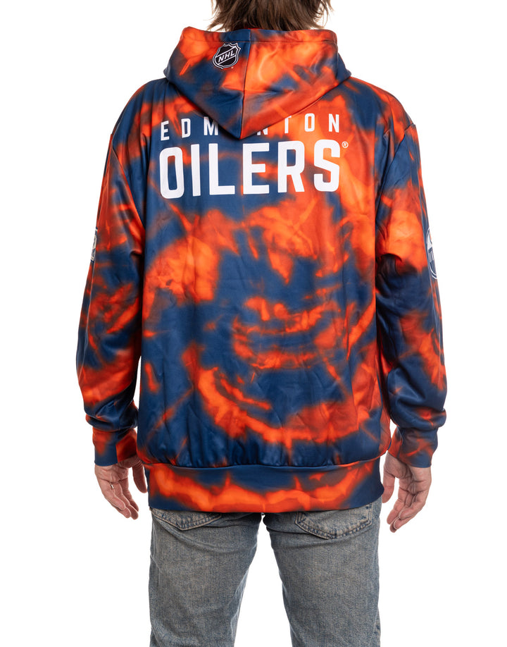Official NHL licensed Edmonton Oilers Sublimation Tie Dye Hoodie