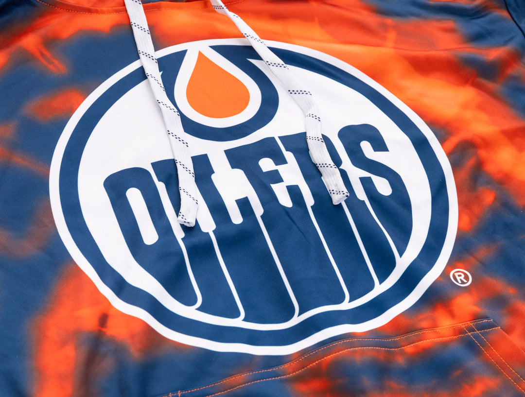Official NHL licensed Edmonton Oilers Sublimation Tie Dye Hoodie