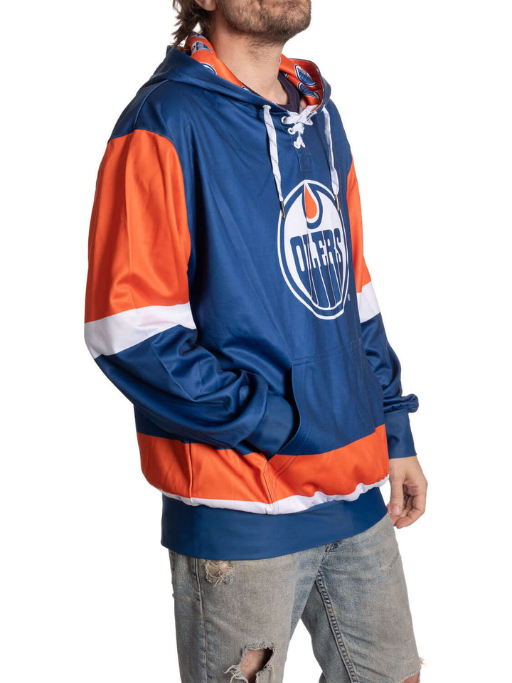 Official NHL Licensed Edmonton Oilers Hockey Lace Hoodie