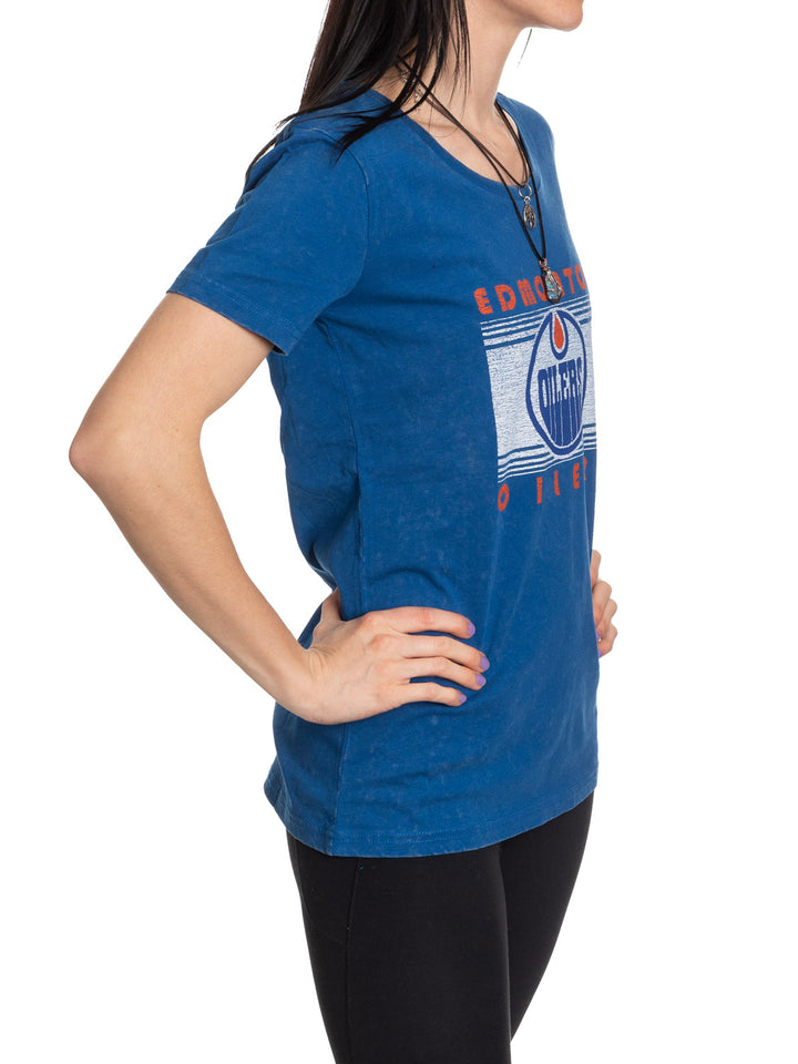 Edmonton Oilers Women's Acid Wash T-Shirt