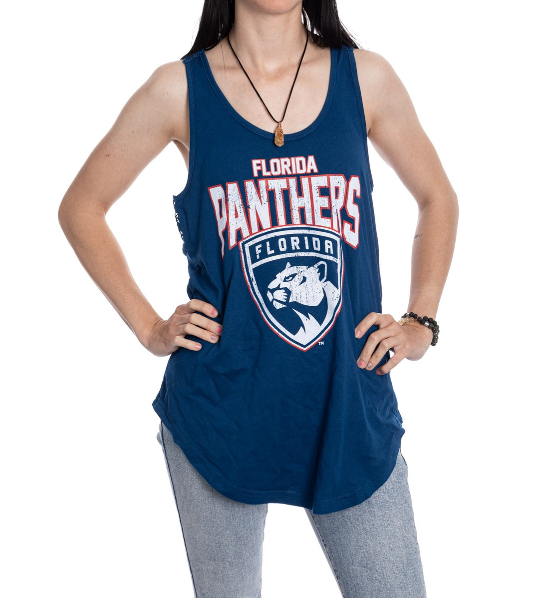 Florida Panthers Ladies "Distressed" Lace Flowy Tank Top