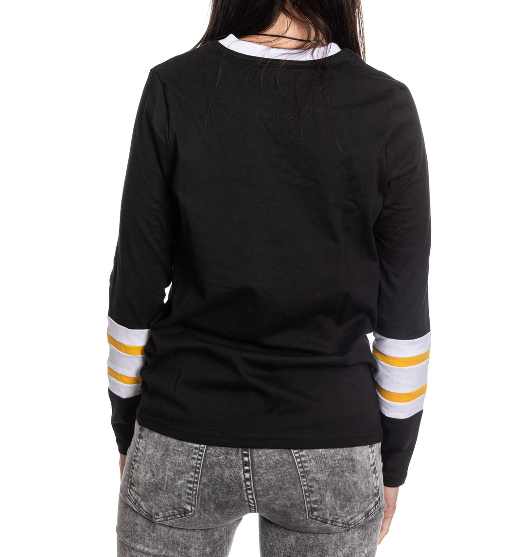 Pittsburgh Penguins Women's V-Neck Varsity Long Sleeve Shirt