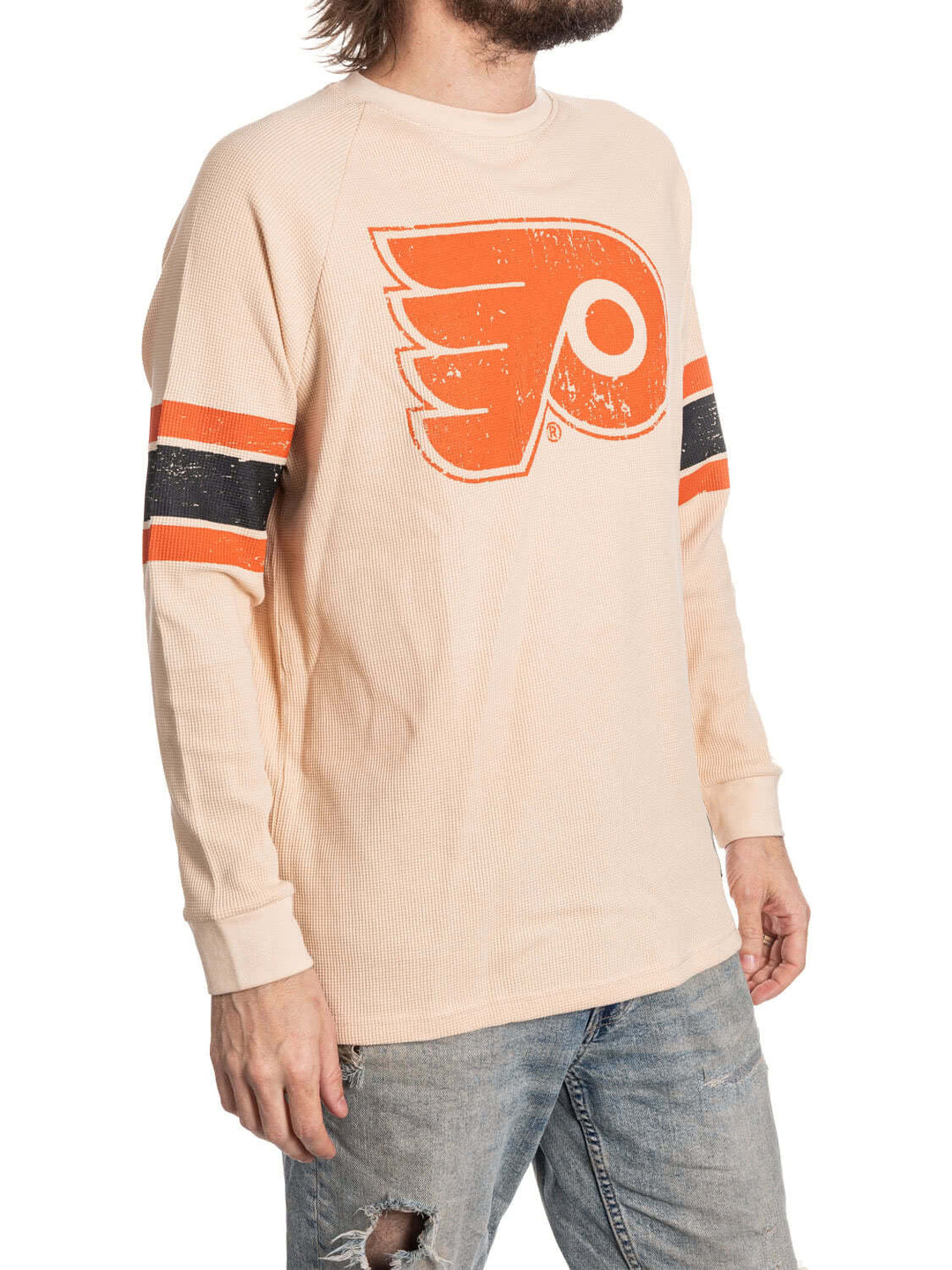 Official Licensed NHL Philadelphia Flyers Long Sleeve Waffle Crewneck