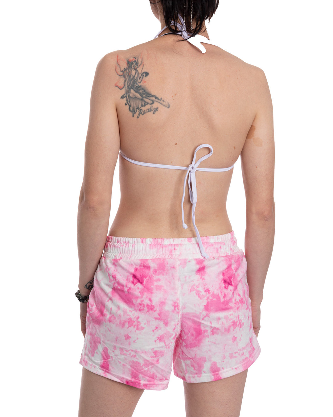 Ladies Jersey Tie Dyed Shorts in Pink