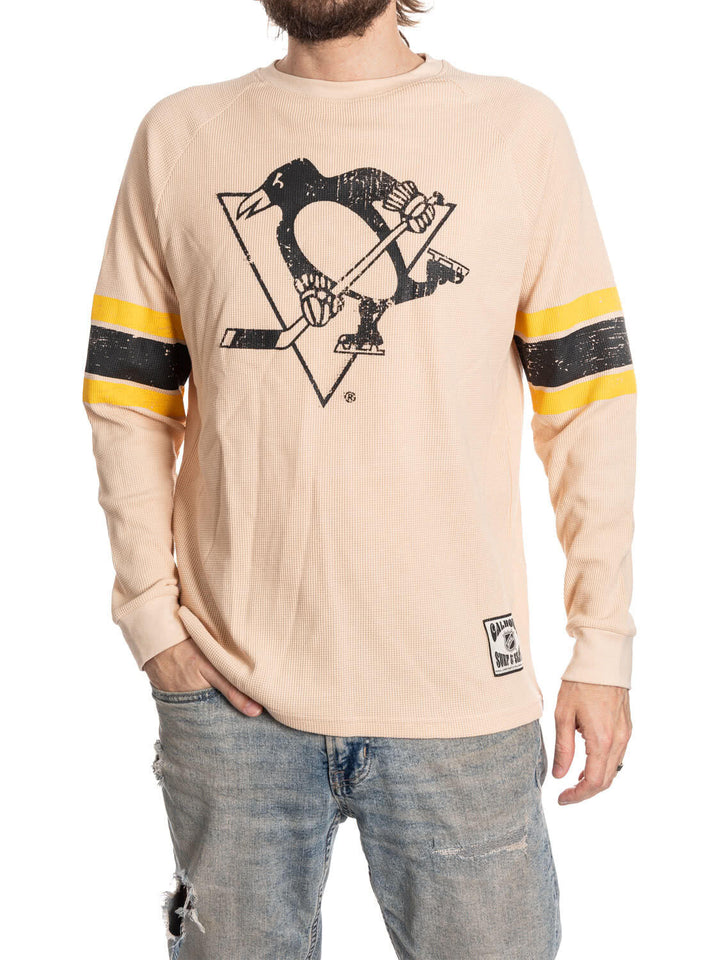 Official Licensed NHL Pittsburgh Penguins Long Sleeve Waffle Crewneck