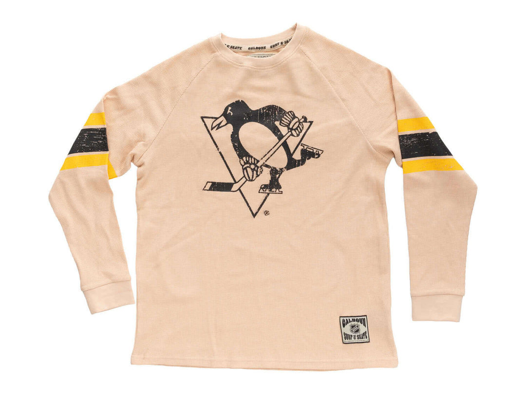 Official Licensed NHL Pittsburgh Penguins Long Sleeve Waffle Crewneck