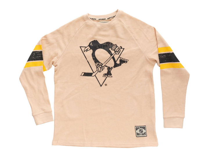 Official Licensed NHL Pittsburgh Penguins Long Sleeve Waffle Crewneck