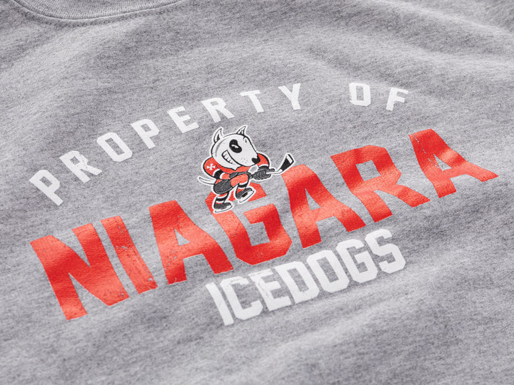Property of Niagara Ice Dogs Athletic Grey Fleece Crewneck