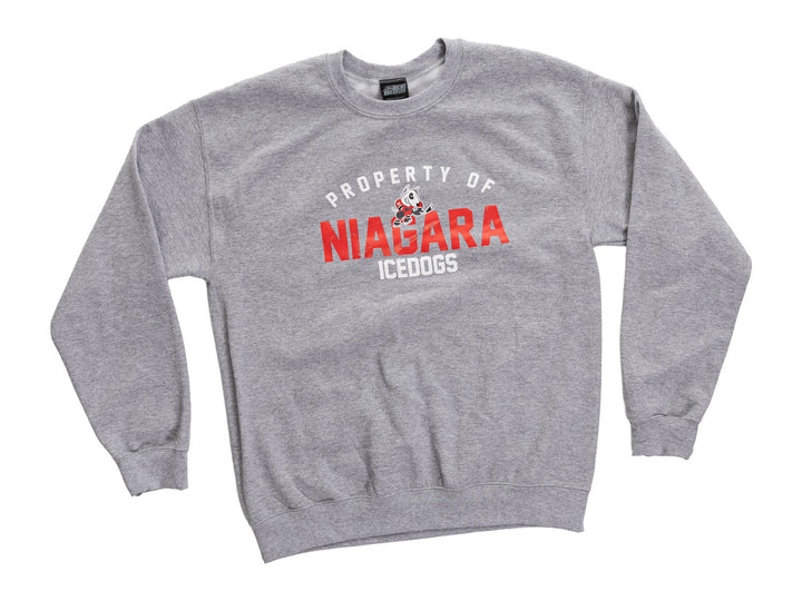 Property of Niagara Ice Dogs Athletic Grey Fleece Crewneck