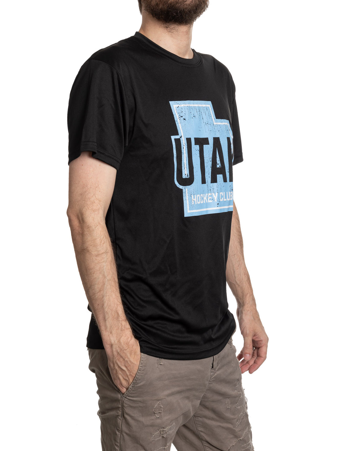 NHL Utah Hockey Club Distressed logo Short Sleeve Performance Rashguard