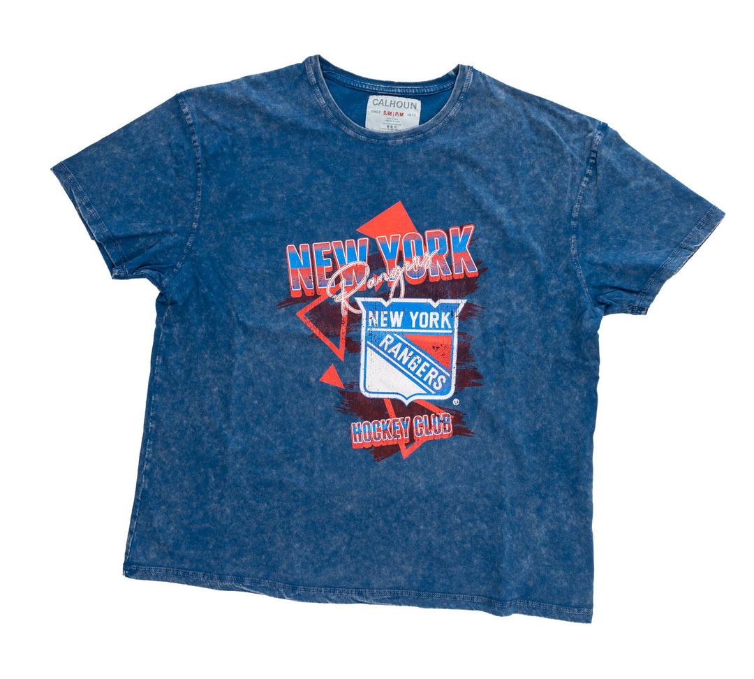 Retro New York Rangers Oversized Drop Shoulder Vintage Crewneck Short Sleeve T-Shirt