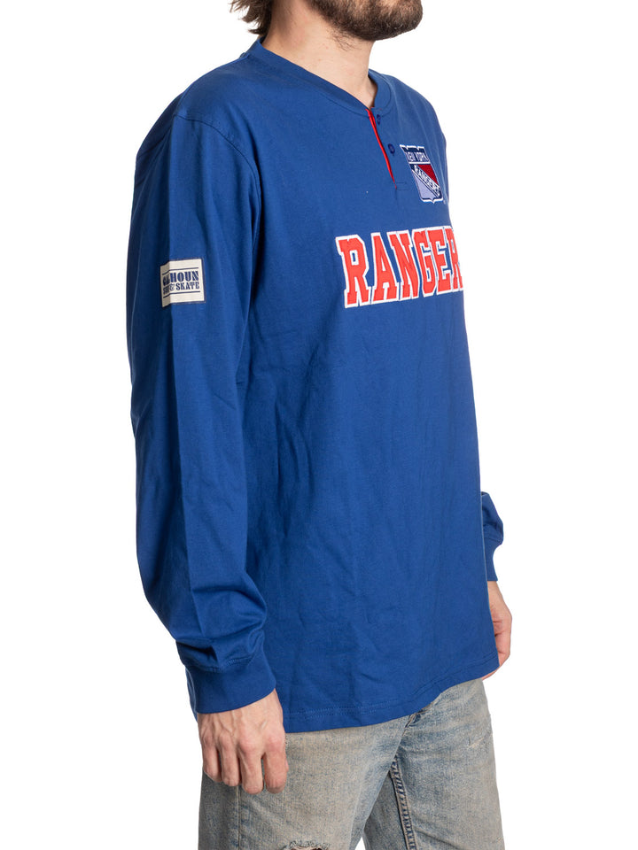 Official Licensed NHL New York Rangers Long Sleeve Henley - Presale