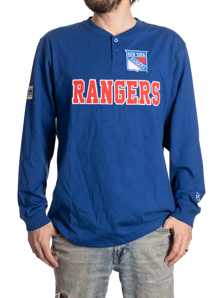 Official Licensed NHL New York Rangers Long Sleeve Henley - Presale