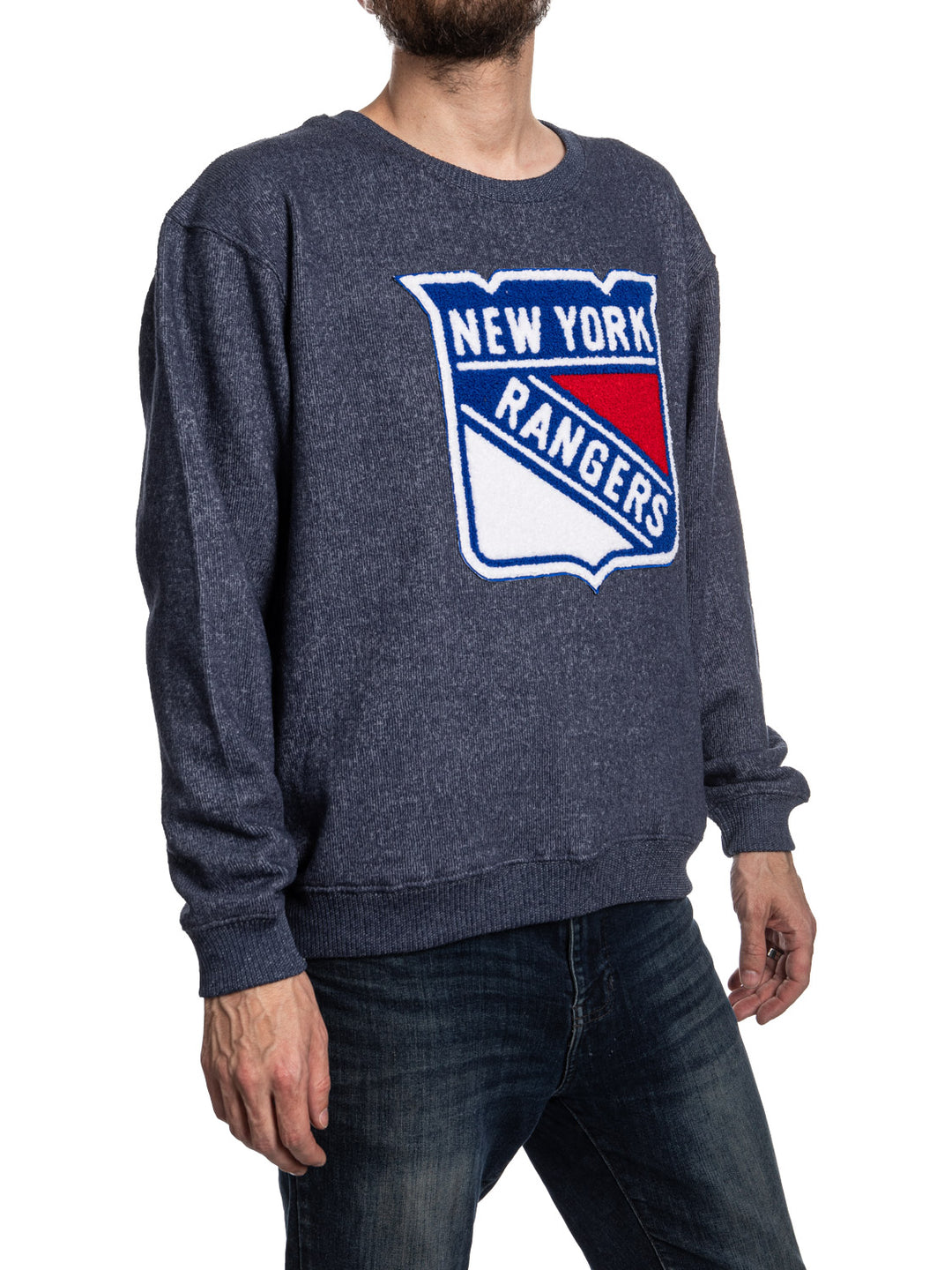 New York Rangers NHL Unisex Cabin Crew Neck Sweater with Chenille logo
