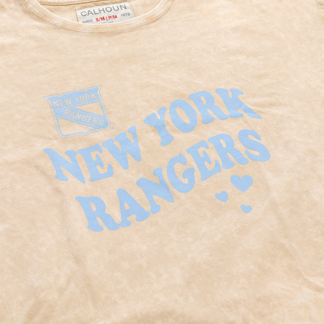 New York Rangers Vintage Hearts Oversized Drop Shoulder Crewneck Short Sleeve T-Shirt