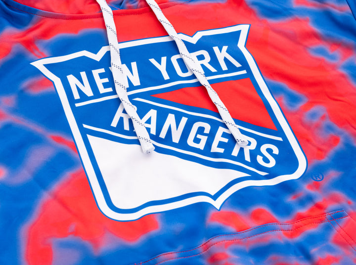 Official NHL licensed New York Rangers Tie Dye Sublimation Hoodie