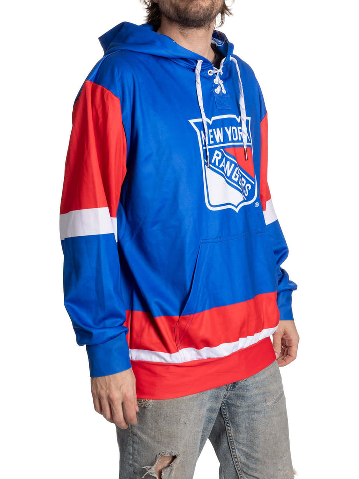 Official Licensed NHL New York Rangers Hockey Lace Hoodie