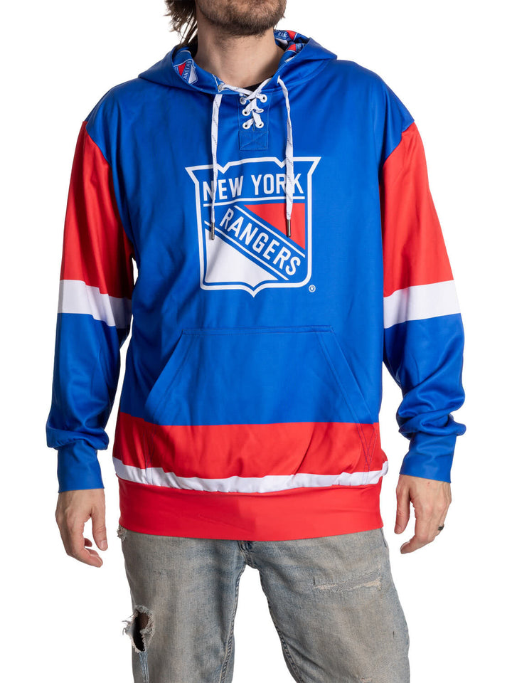 Official Licensed NHL New York Rangers Hockey Lace Hoodie