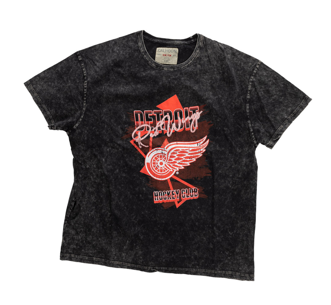 Retro Detroit Red Wings Oversized Drop Shoulder Vintage Crewneck Short Sleeve T-Shirt