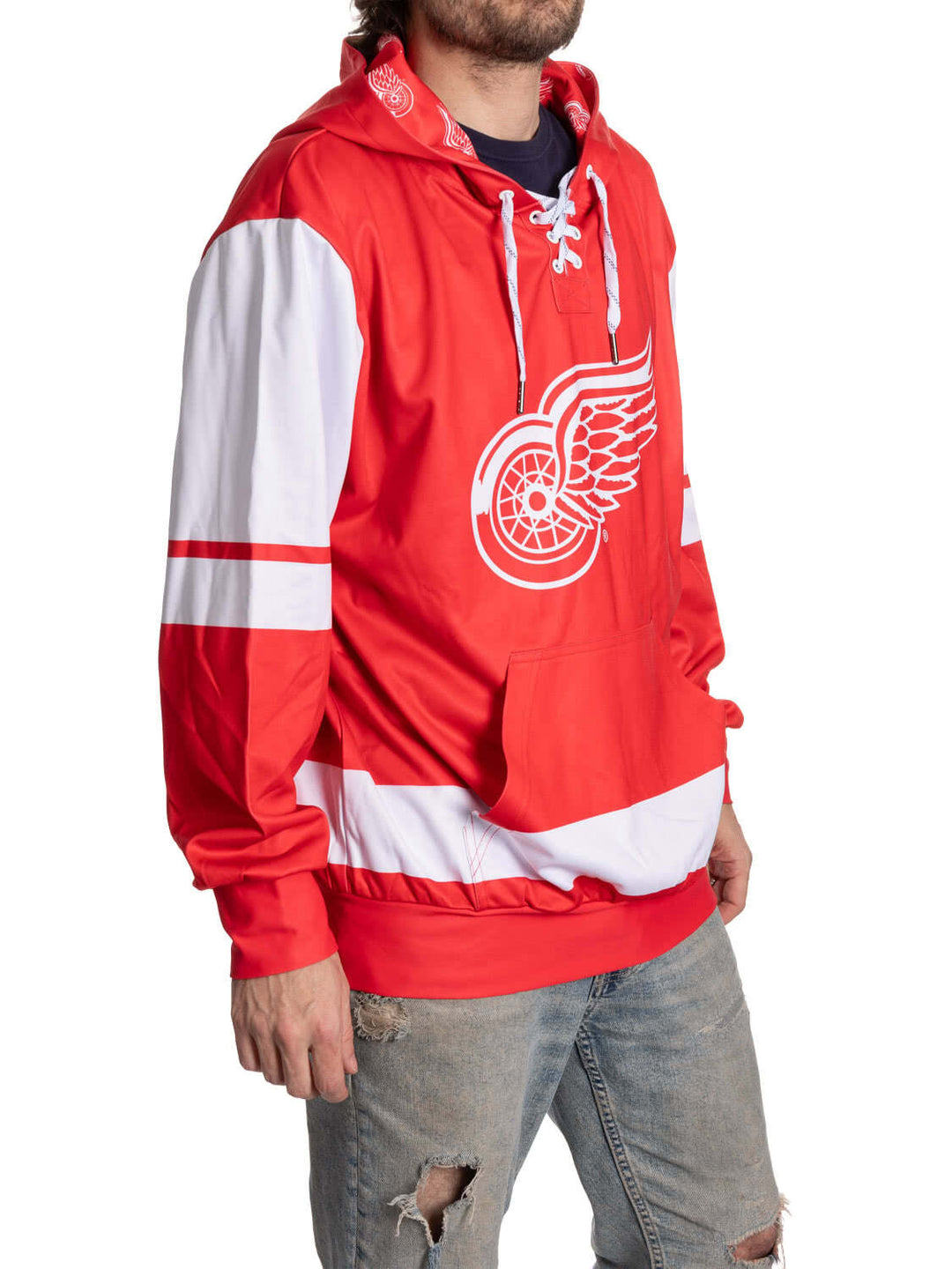 Official NHL Licensed Detroit Red Wings Hockey Lace Hoodie