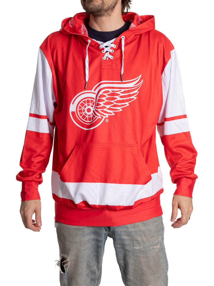 Official NHL Licensed Detroit Red Wings Hockey Lace Hoodie