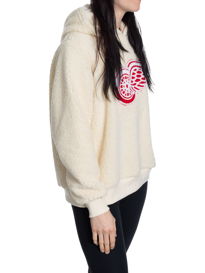 Detroit Red Wings Ladies Sherpa Hoodie with Premium Chenille Logo