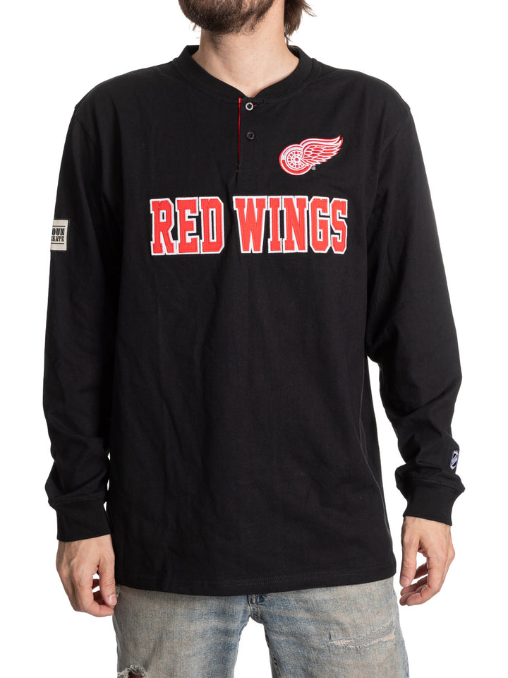Official Licensed NHL Detroit Red Wings Long Sleeve Henley - Presale