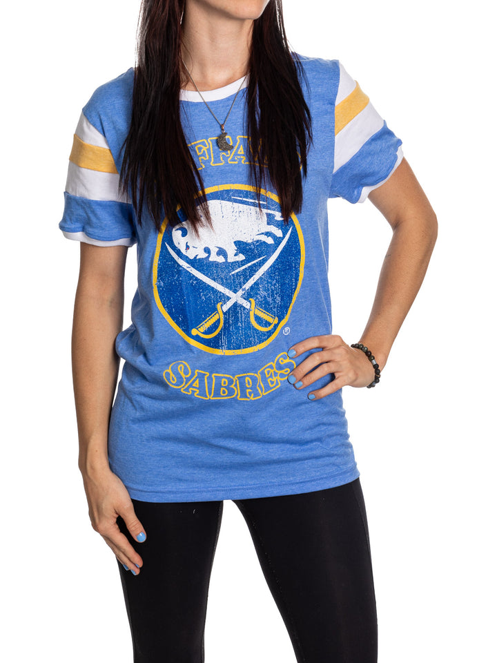 Buffalo Sabres Ladies Loose Fit Varsity Style Retro Lounge T-Shirt