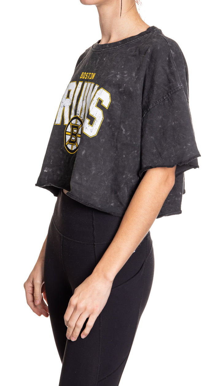 Boston Bruins Acid Wash Crop Top