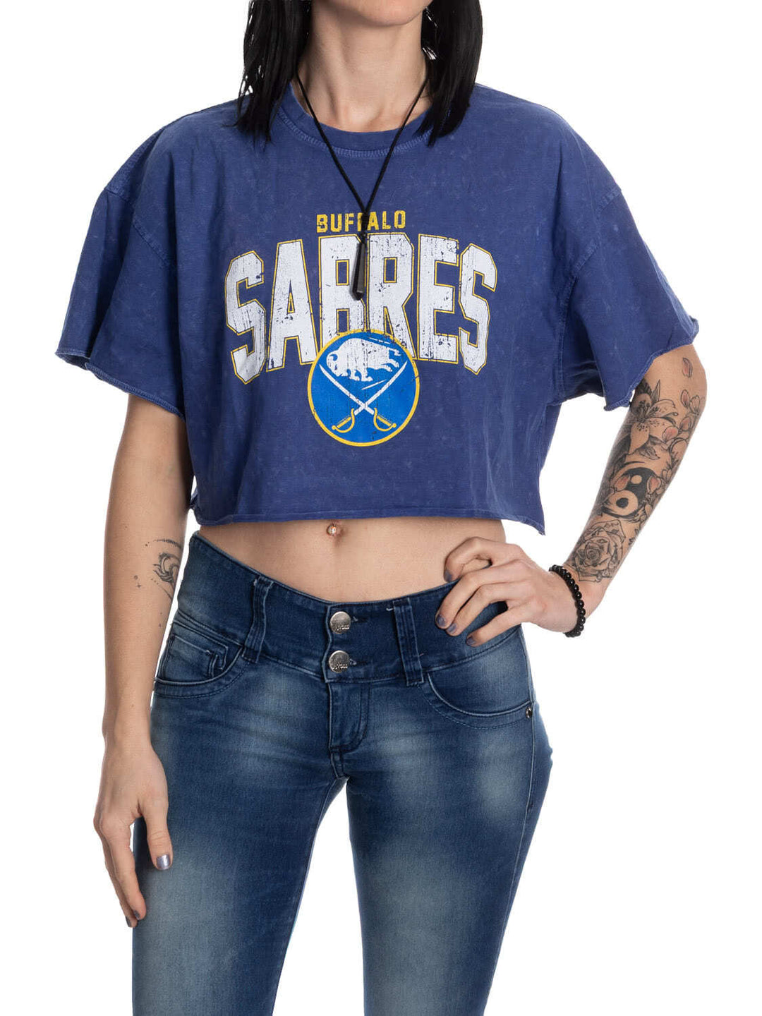 Buffalo Sabres Acid Wash Crop Top