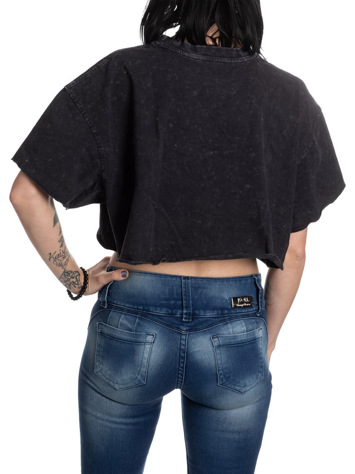 Calgary Flames Acid Wash Crop Top