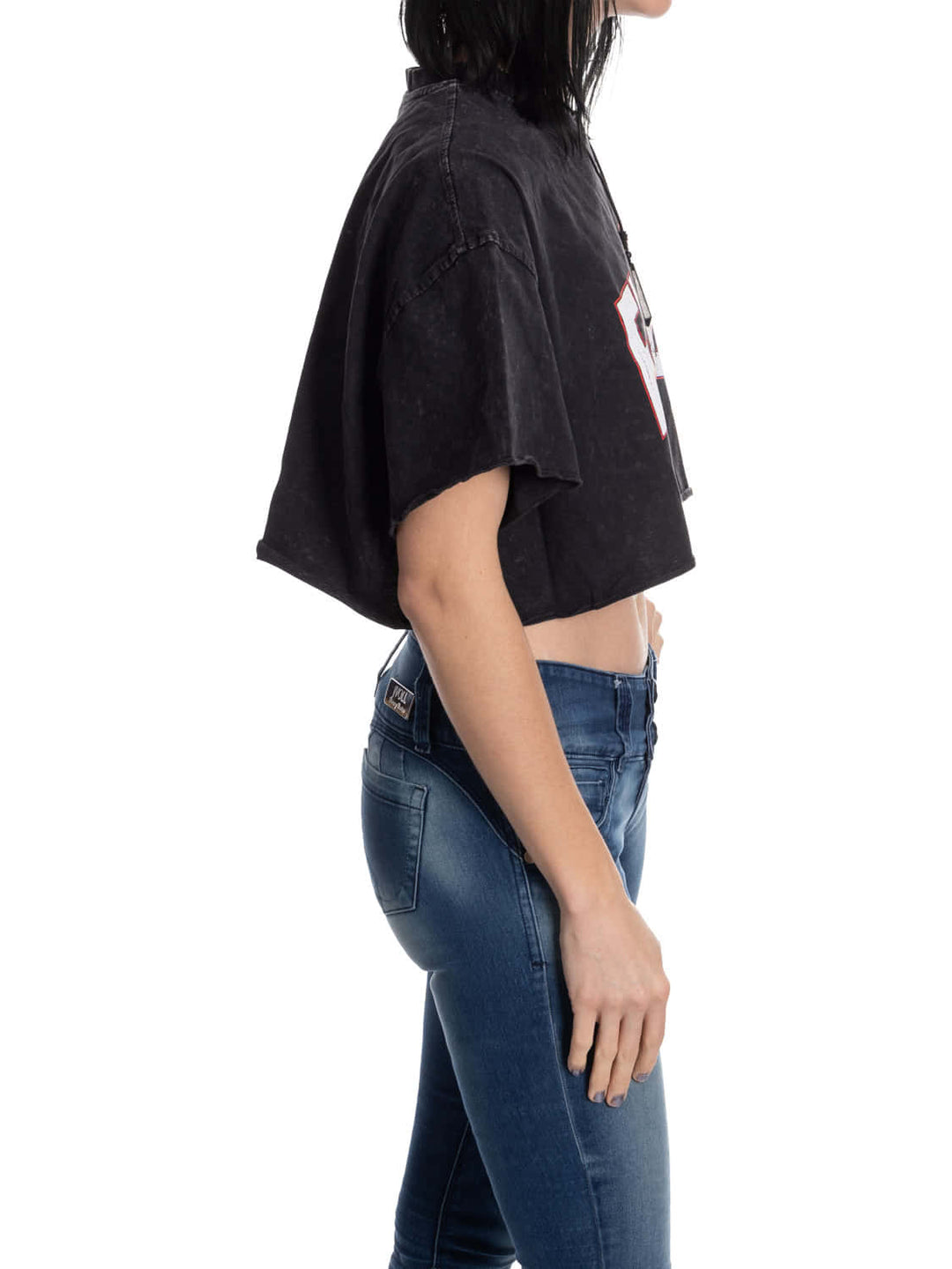 Calgary Flames Acid Wash Crop Top