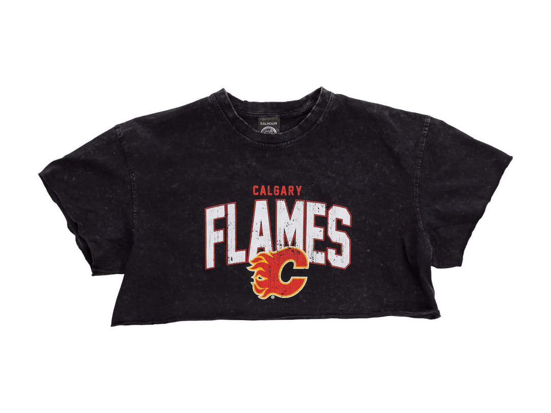 Calgary Flames Acid Wash Crop Top