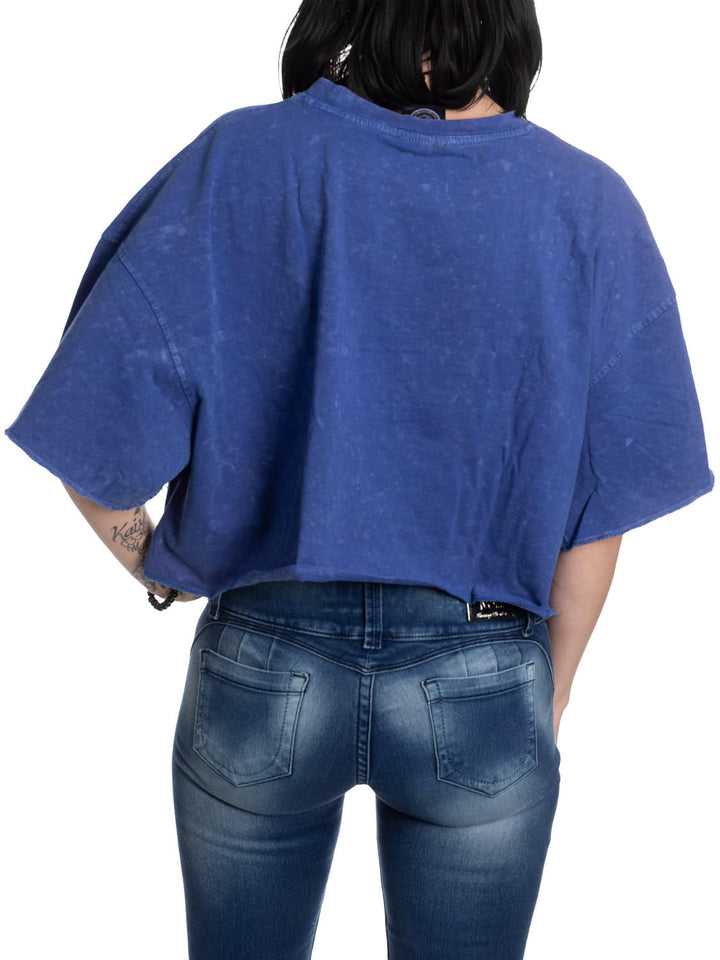 Columbus Blue Jackets Acid Wash Crop Top