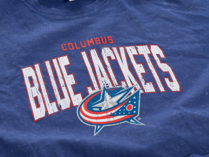 Columbus Blue Jackets Acid Wash Crop Top