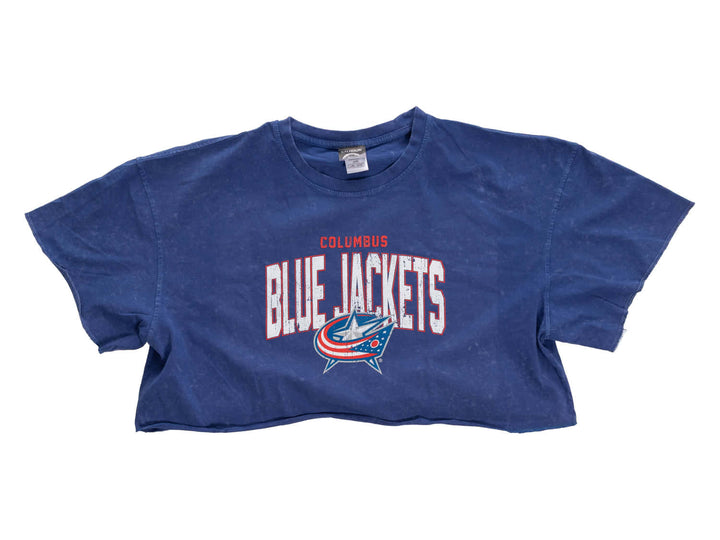 Columbus Blue Jackets Acid Wash Crop Top