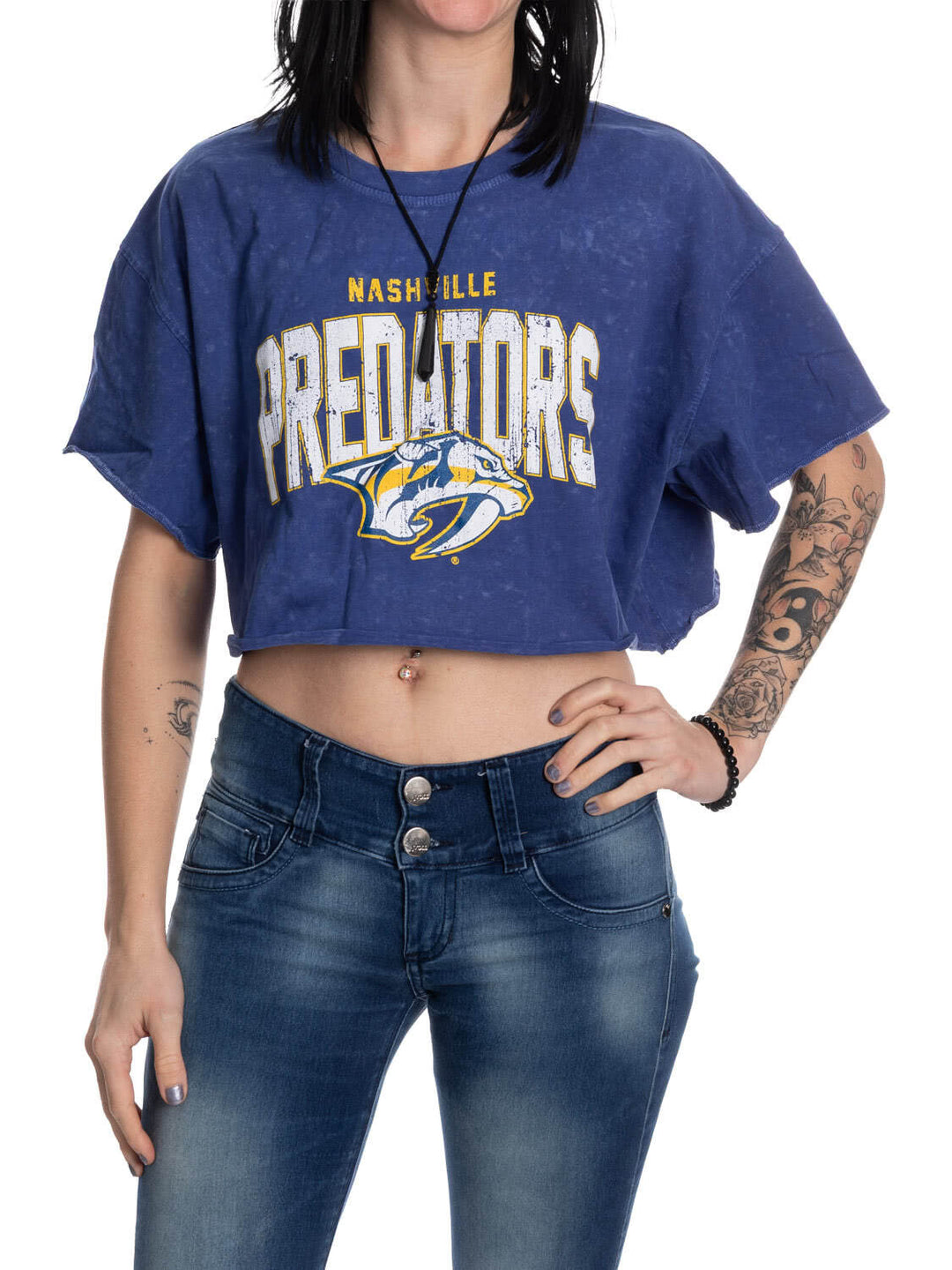 Nashville Predators Acid Wash Crop Top