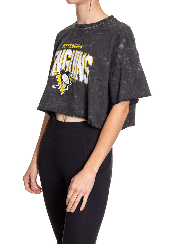 Pittsburgh Penguins Acid Wash Crop Top