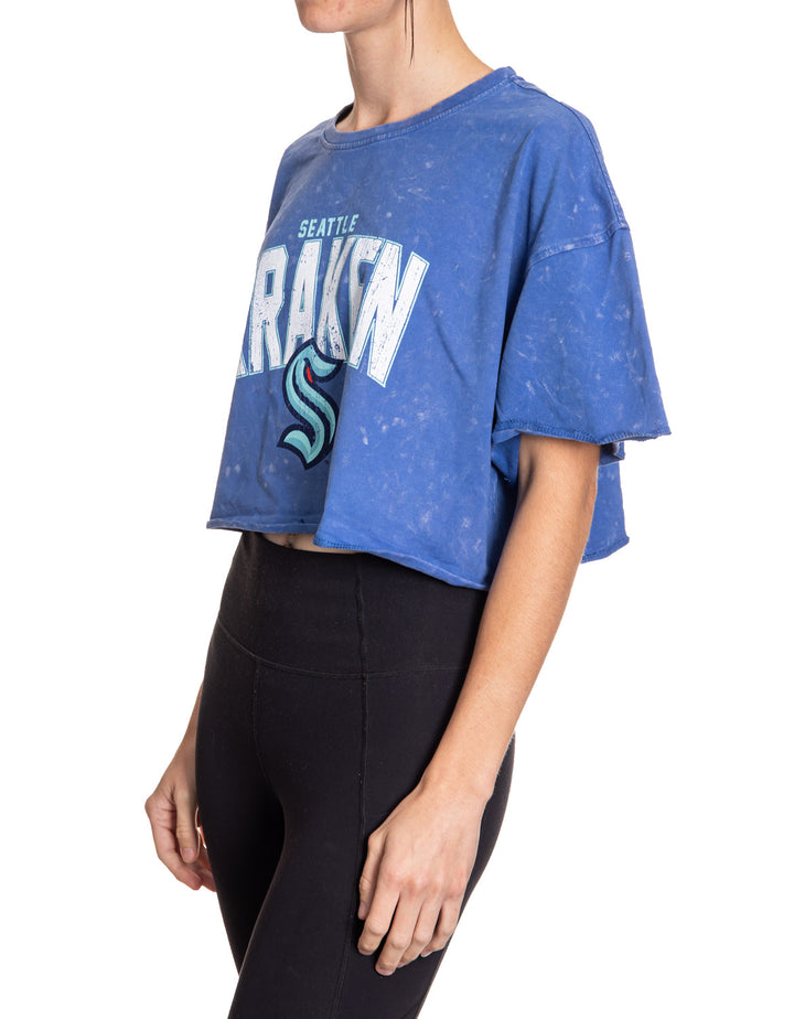 Seattle Kraken Acid Wash Crop Top