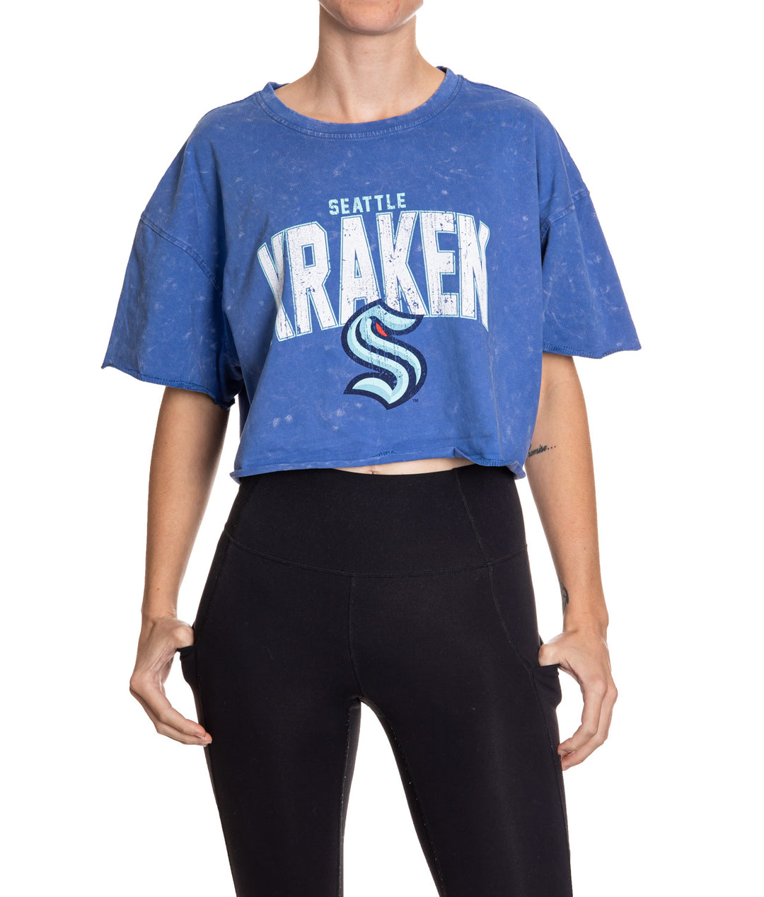 Seattle Kraken Acid Wash Crop Top