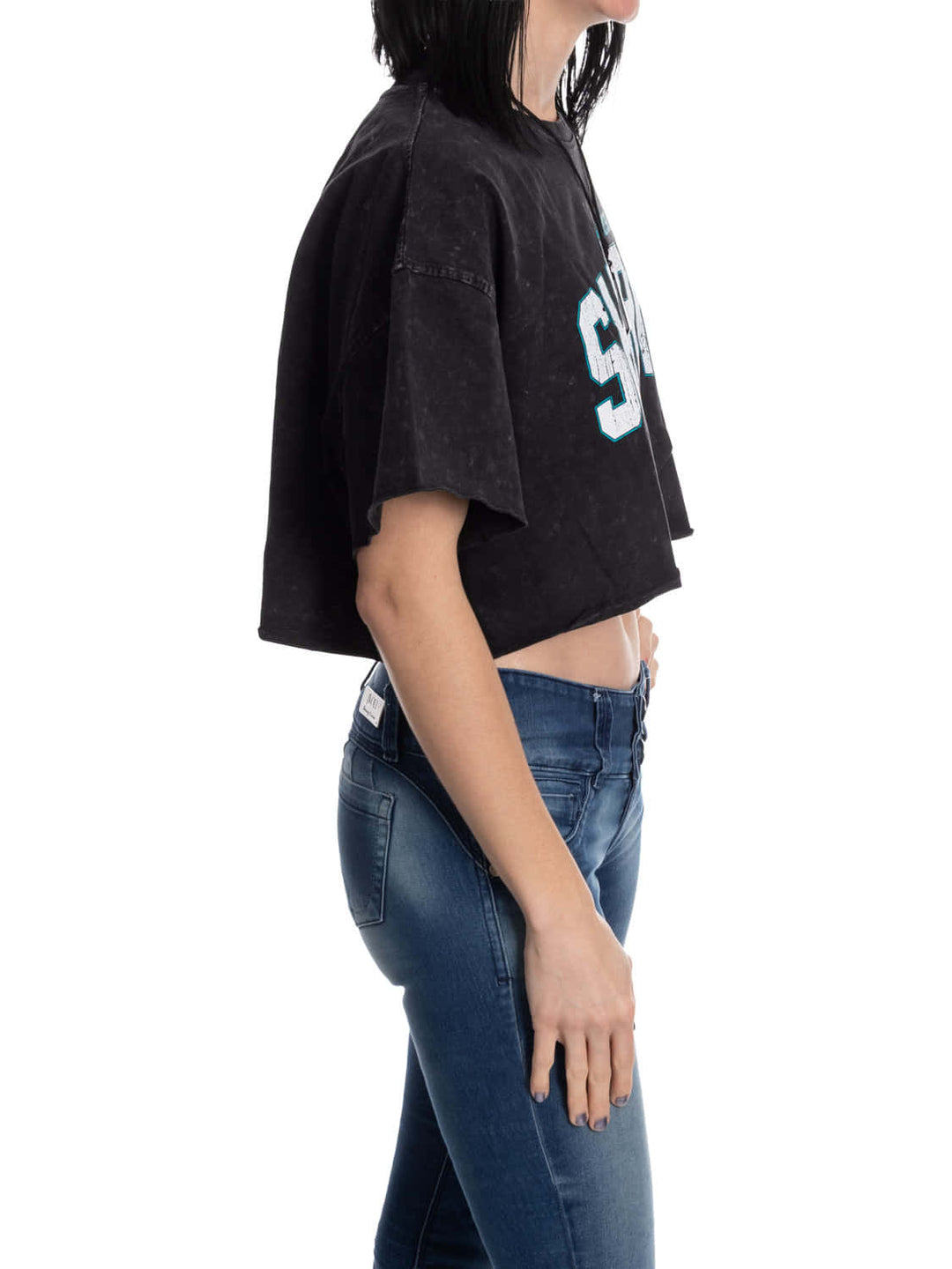 San Jose Sharks Acid Wash Crop Top