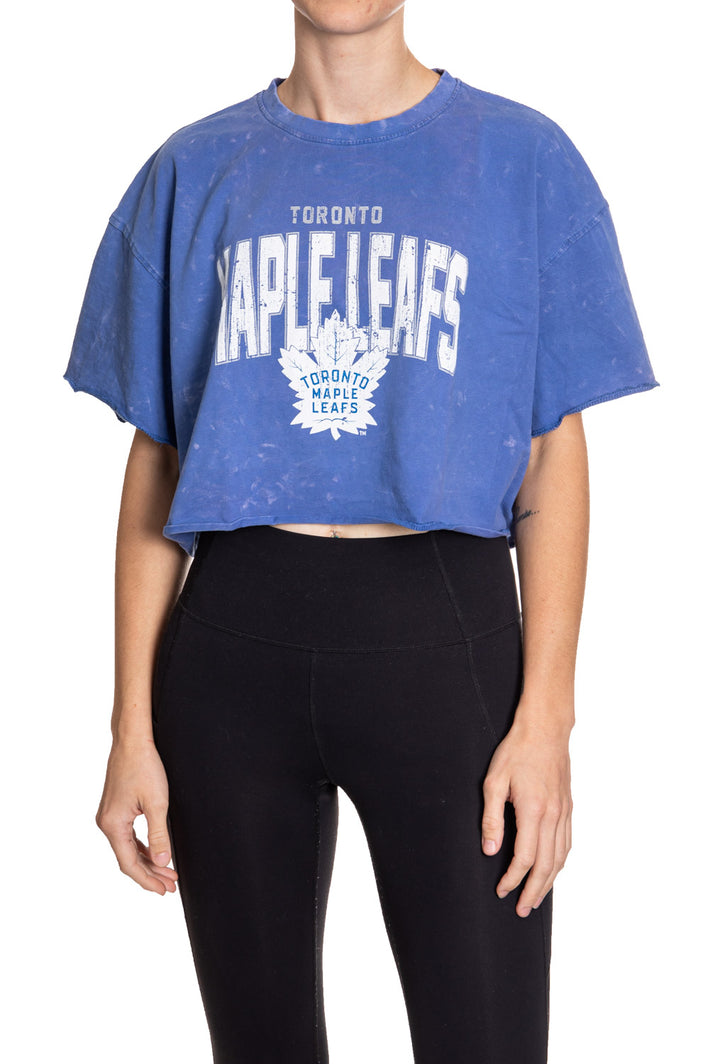 Toronto Maple Leafs Acid Wash Crop Top